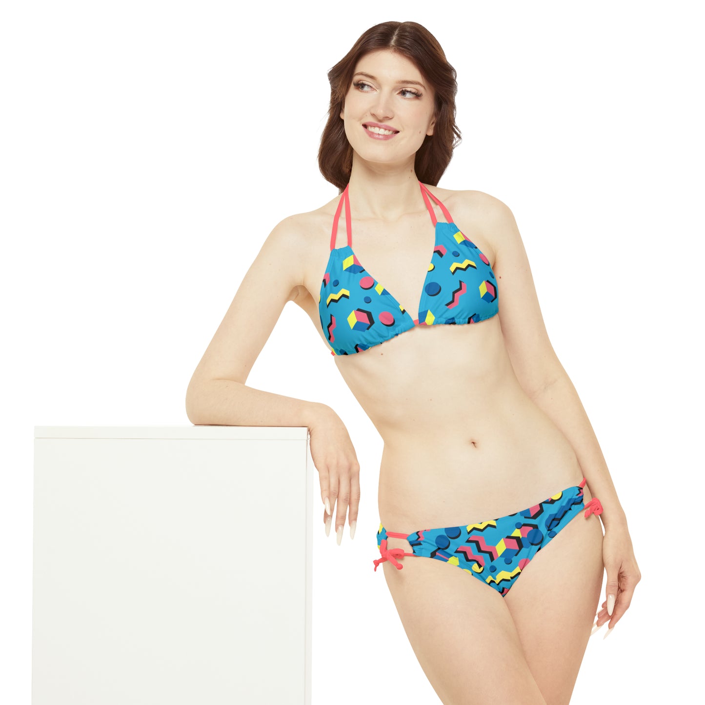 360 Lifestyle Strappy Bikini Set in 90's Vibe print