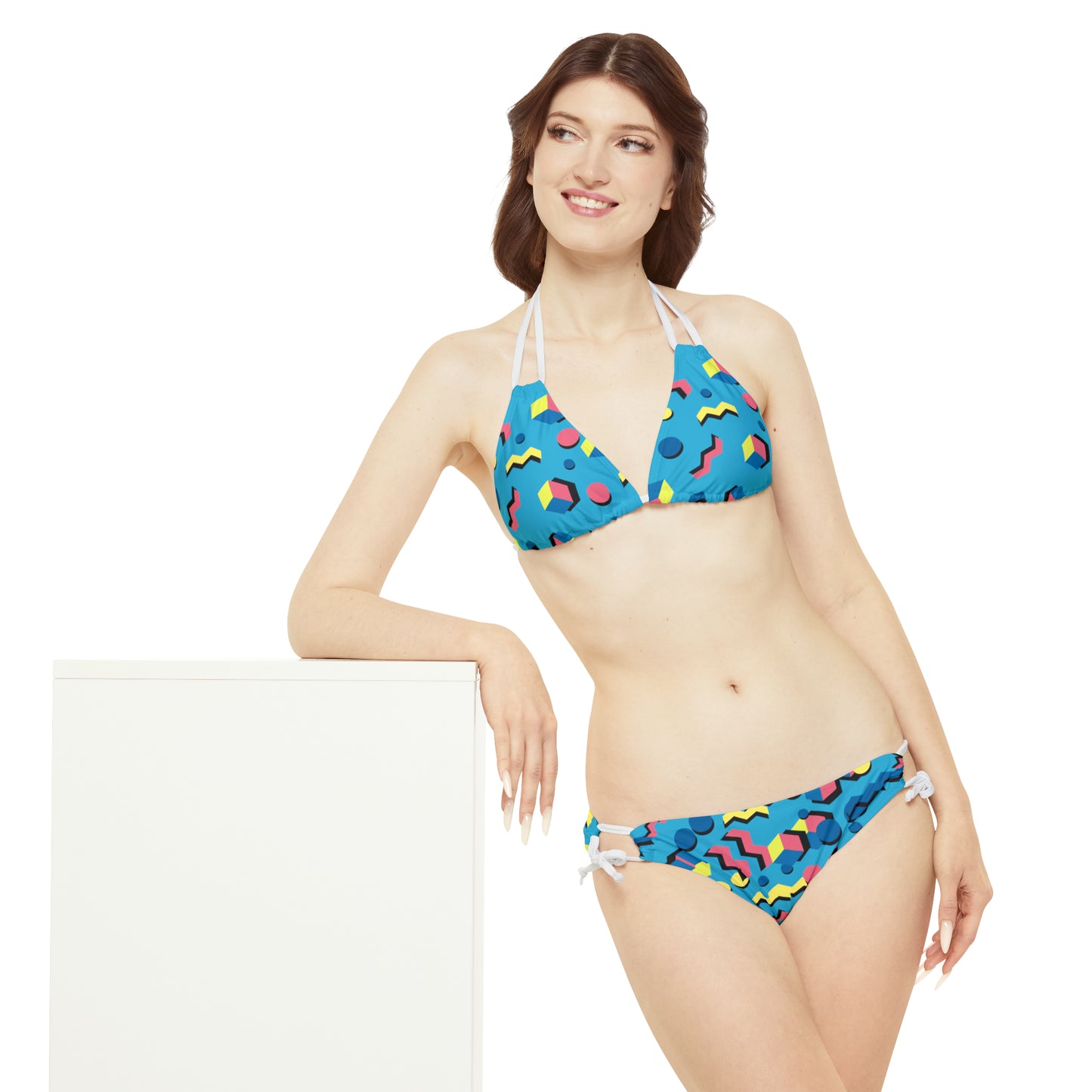 360 Lifestyle Strappy Bikini Set in 90's Vibe print