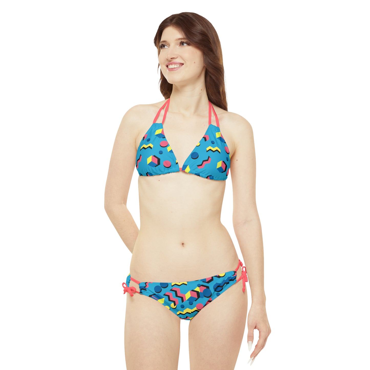 360 Lifestyle Strappy Bikini Set in 90's Vibe print