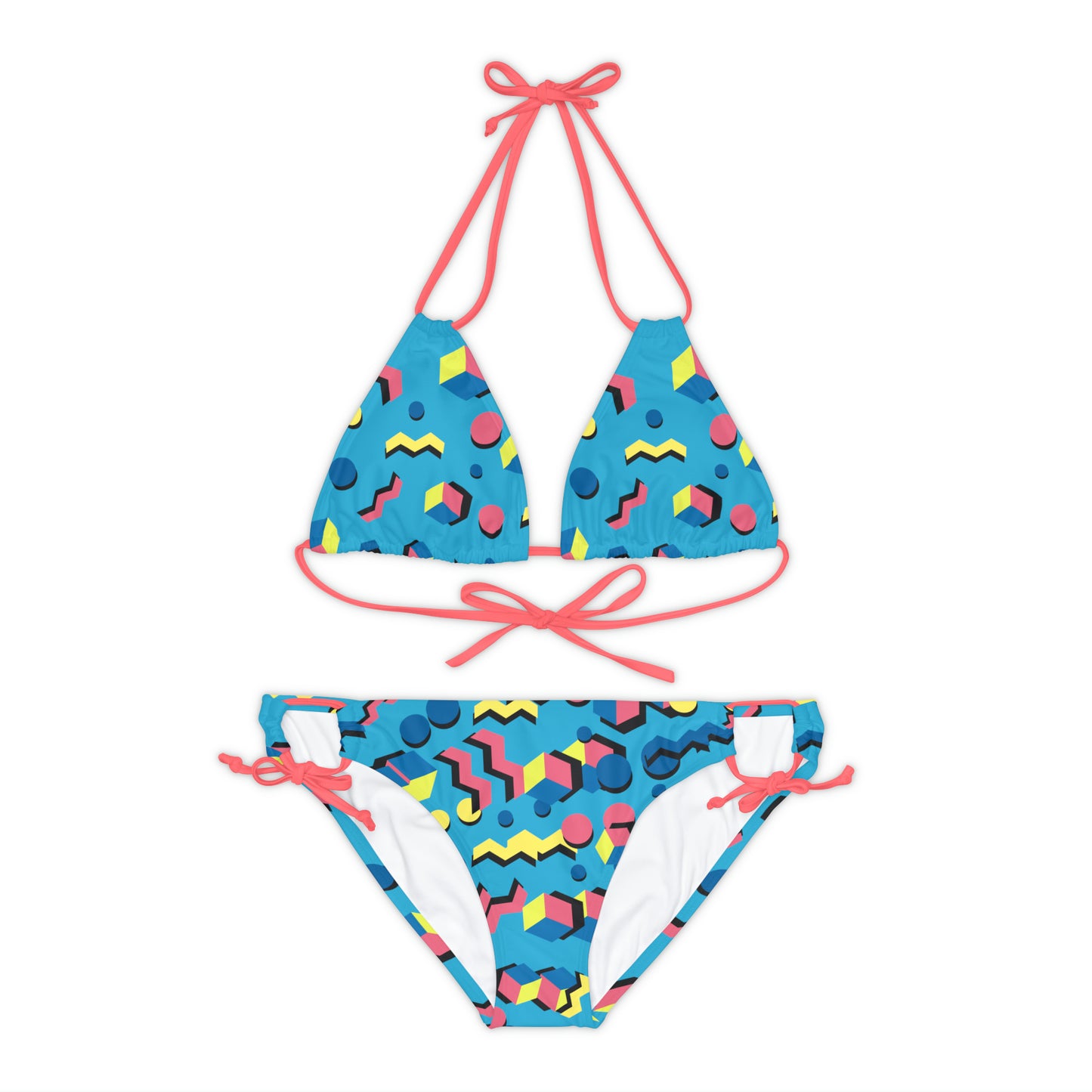 360 Lifestyle Strappy Bikini Set in 90's Vibe print