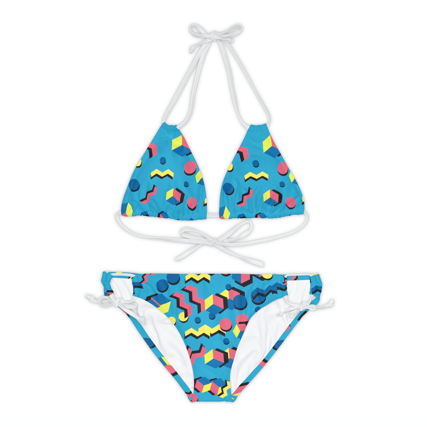 360 Lifestyle Strappy Bikini Set in 90's Vibe print