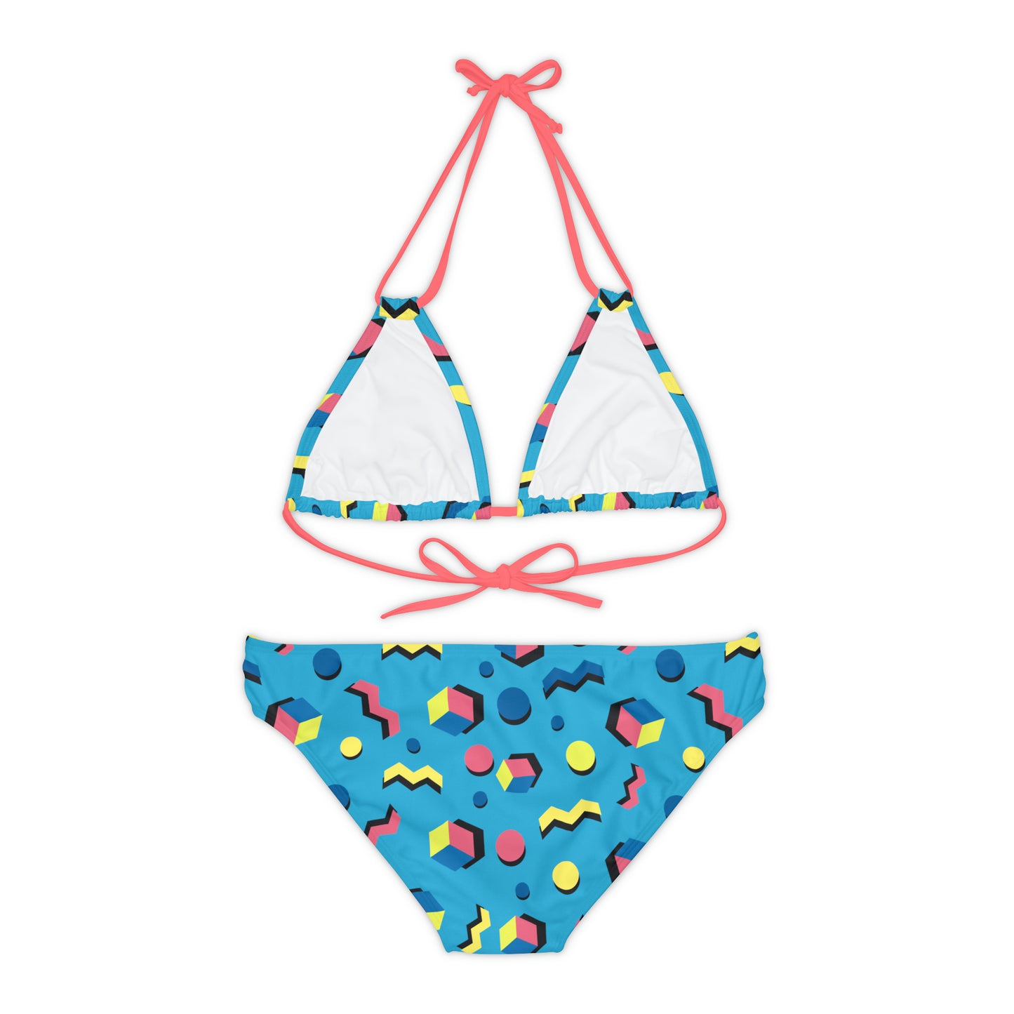 360 Lifestyle Strappy Bikini Set in 90's Vibe print