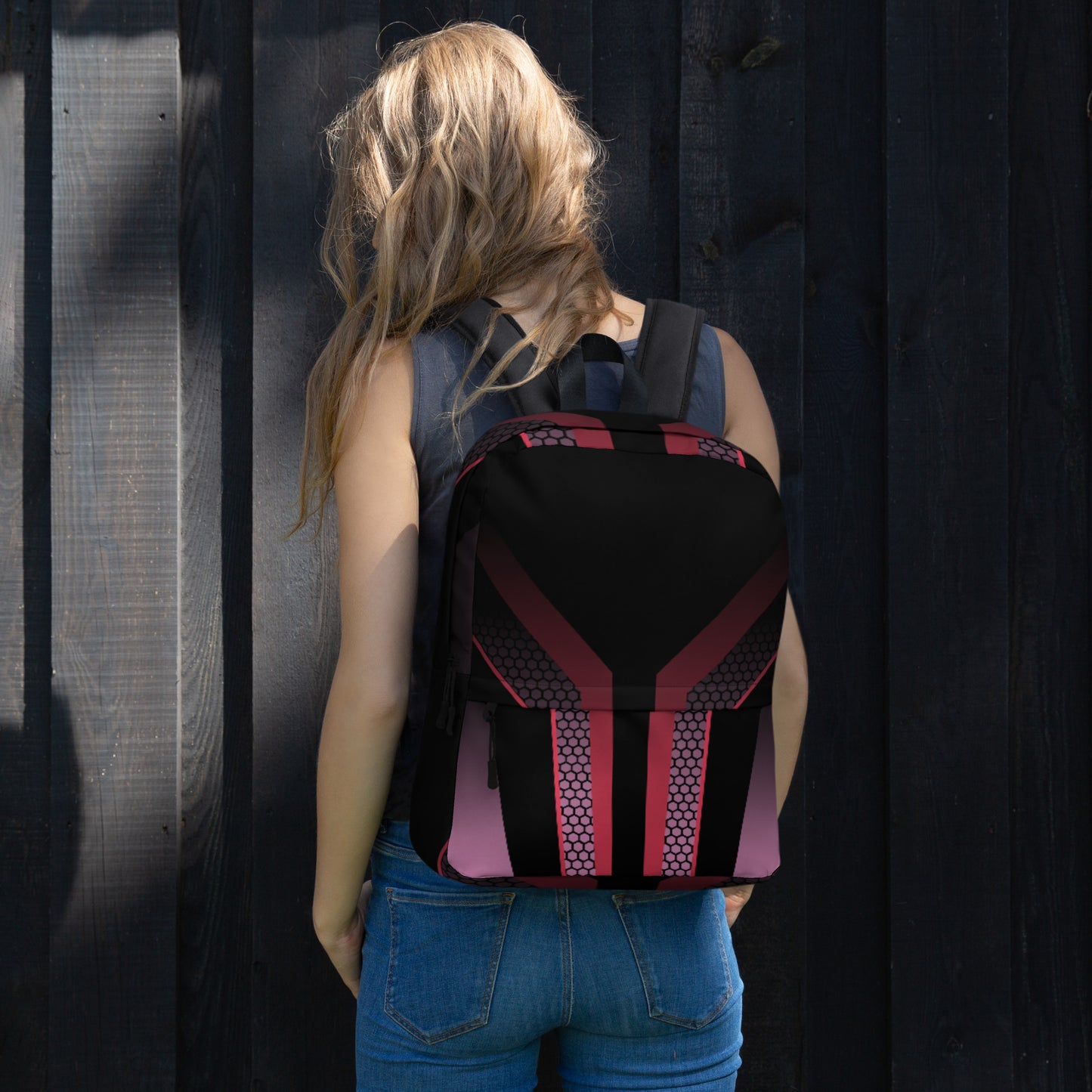 360 Lifestyle Backpack black with pink geo print