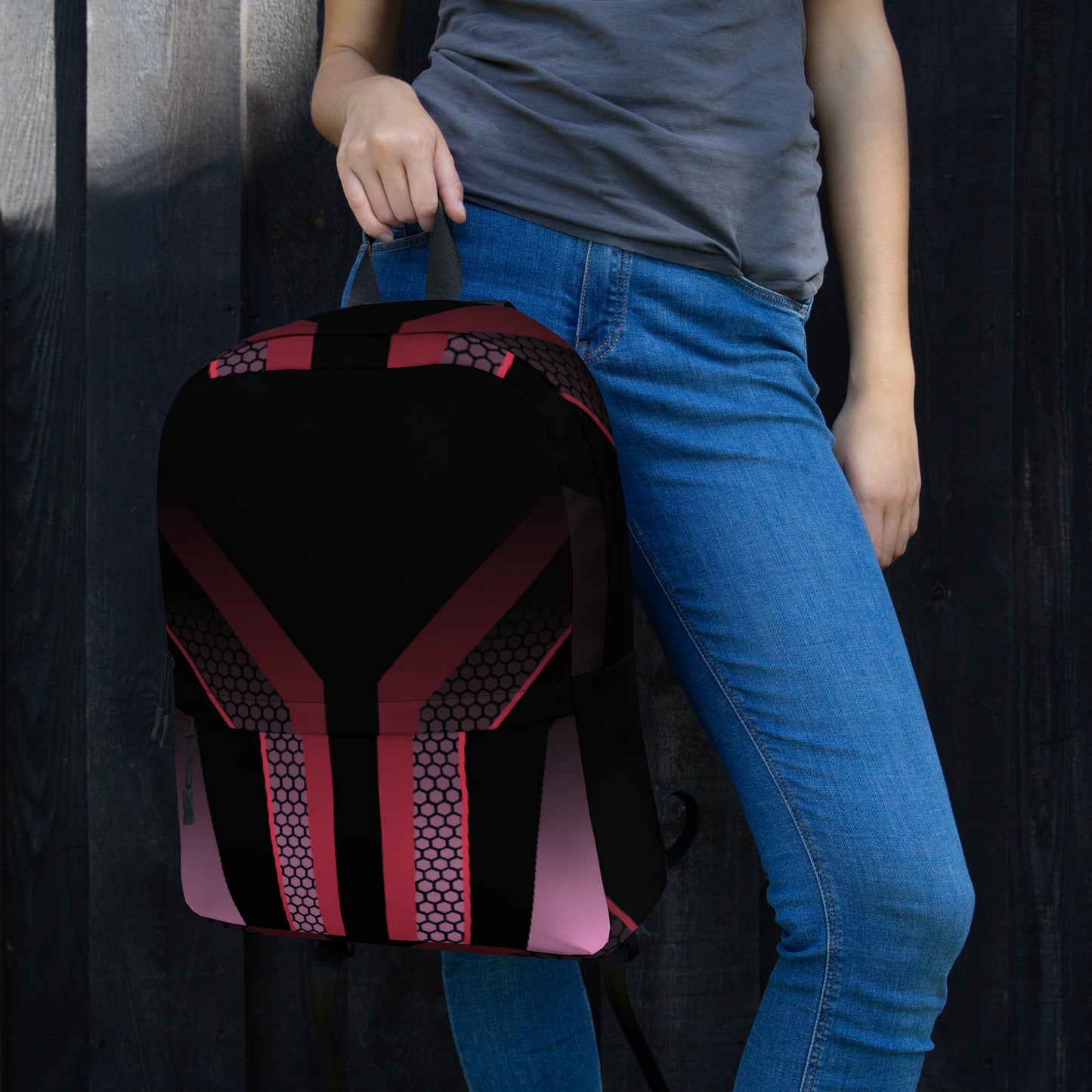 360 Lifestyle Backpack black with pink geo print