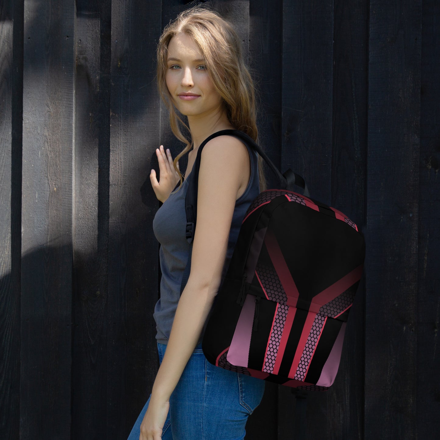 360 Lifestyle Backpack black with pink geo print