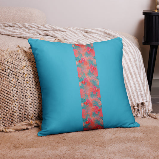 Turquoise tropical stripe Basic Pillow