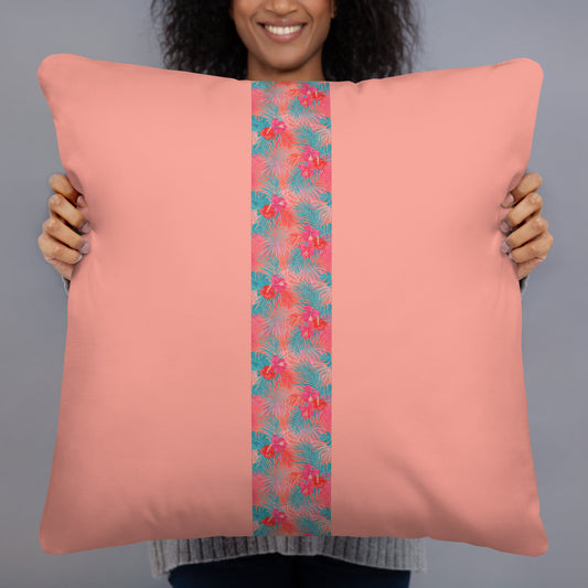 Coral Tropical Stripe Basic Pillow