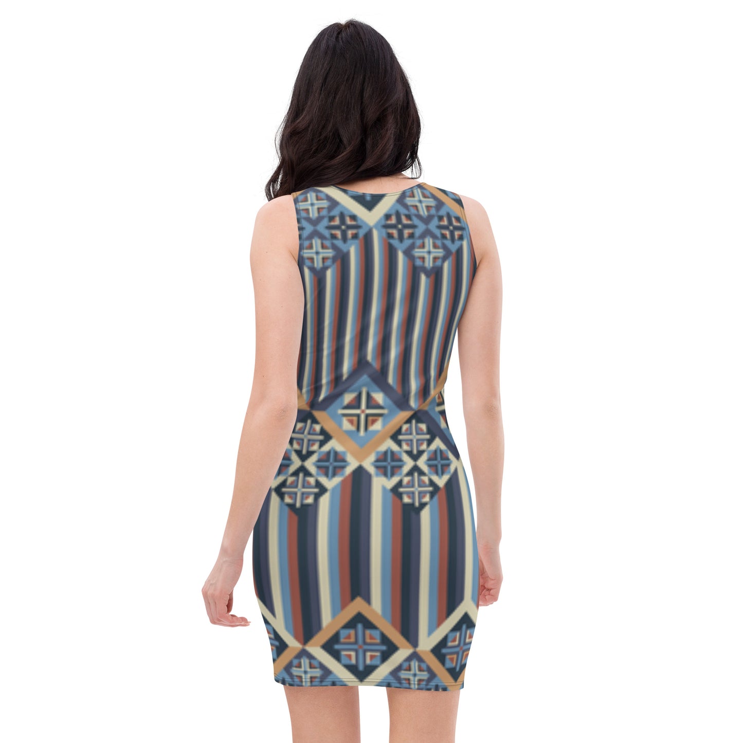 360 Lifestyle 4-way stretch fitted stretch dress 1930 print