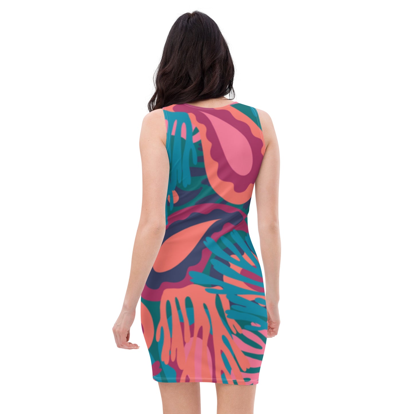 360 Lifestyle fitted 4-way stretch dress Florida Fun print