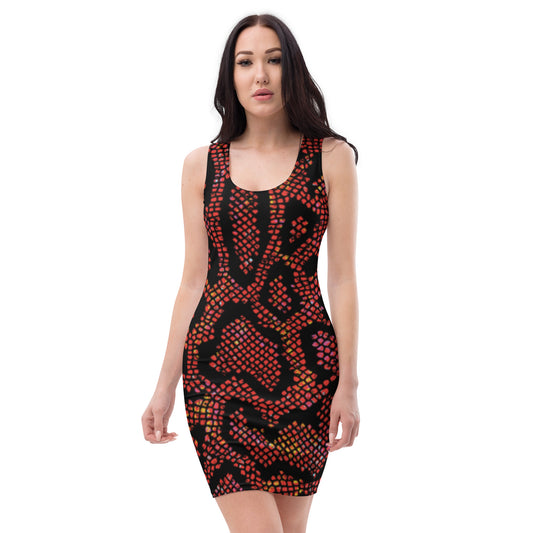 360 Lifestyle fitted 4-way stretch dress Snake Burn print