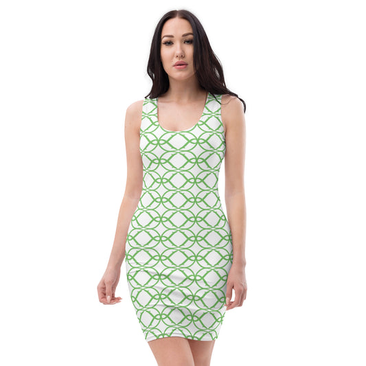 360 Lifestyle fitted 4-way stretch dress Green Swirl print