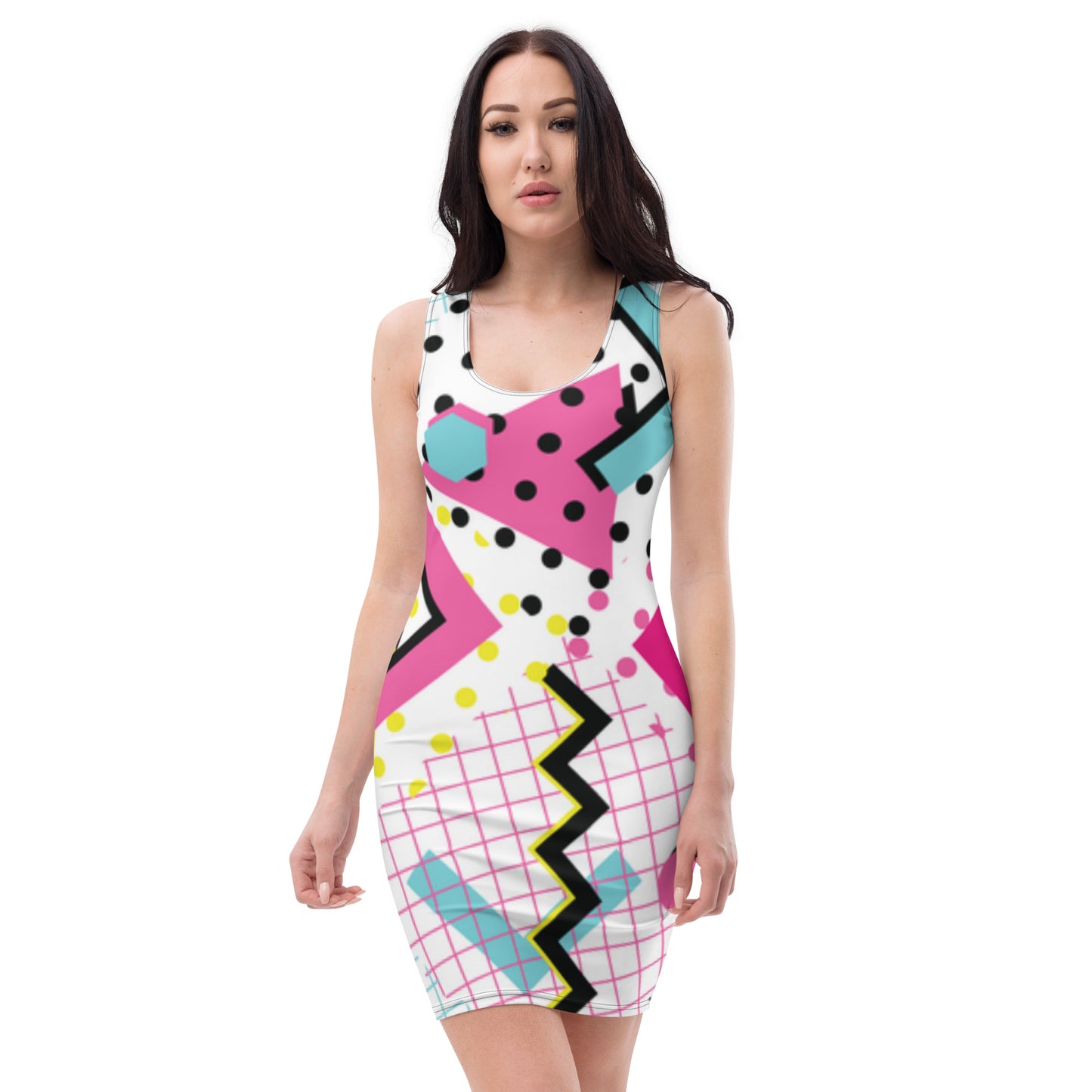 360 Lifestyle 90's Vibe print 4-way stretch fitted stretch dress