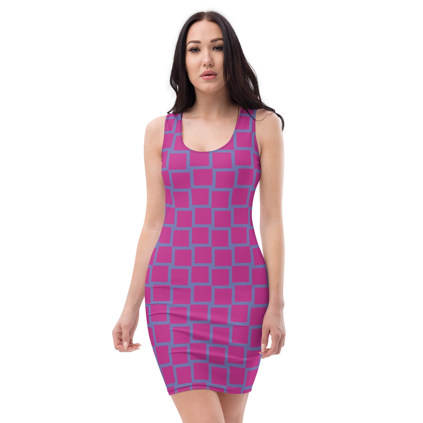 360 Lifestyle fitted dress Fuchsia post its print