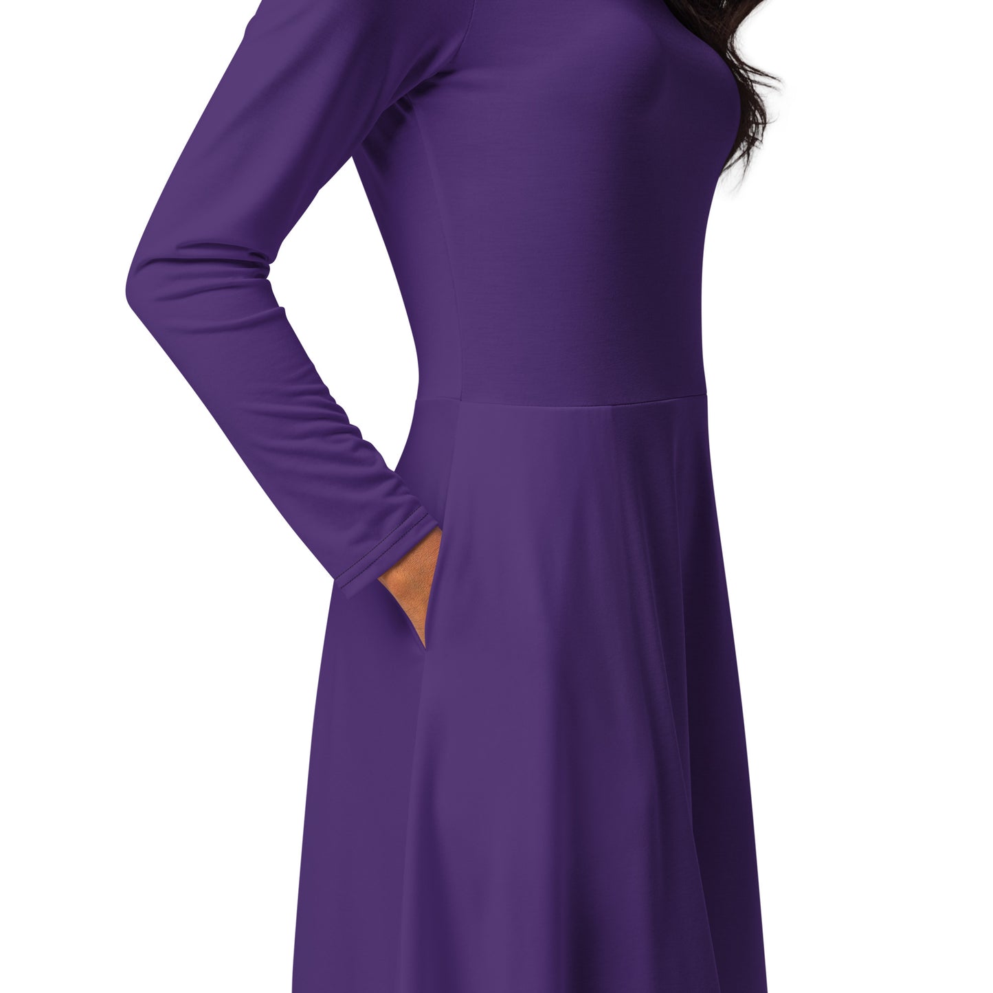 360 Lifestyle long sleeve midi dress in  Solid Purple