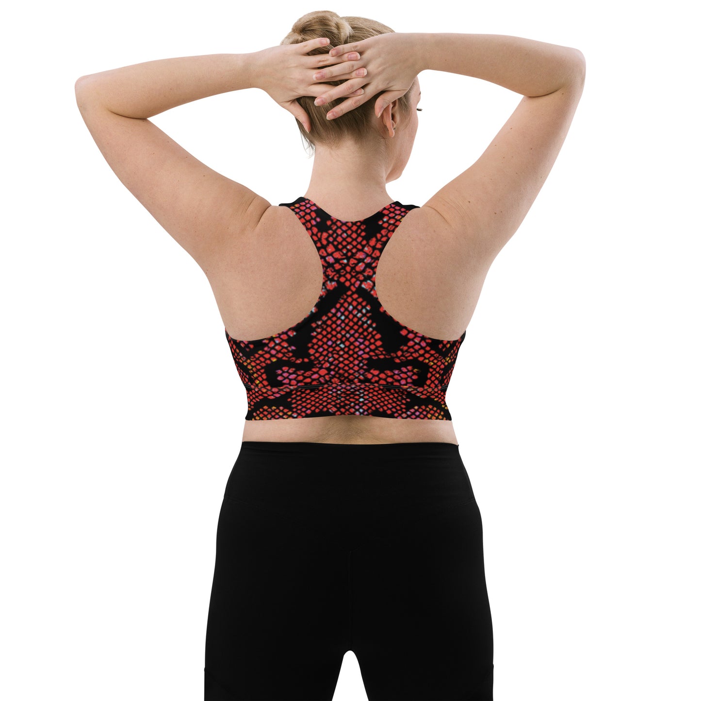 360 Lifestyle Longline sports bra snake burn print