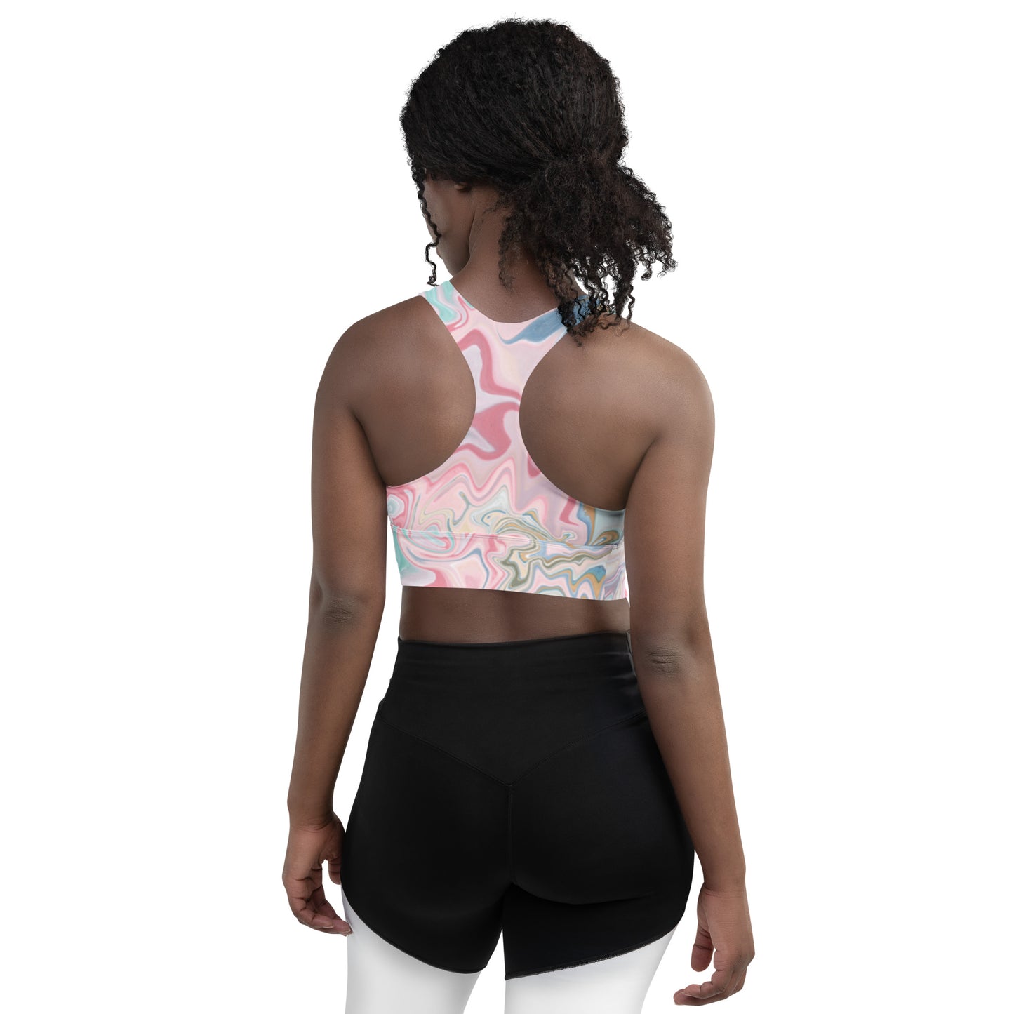 360 Lifestyle Longline sports bra Pink Bliss print