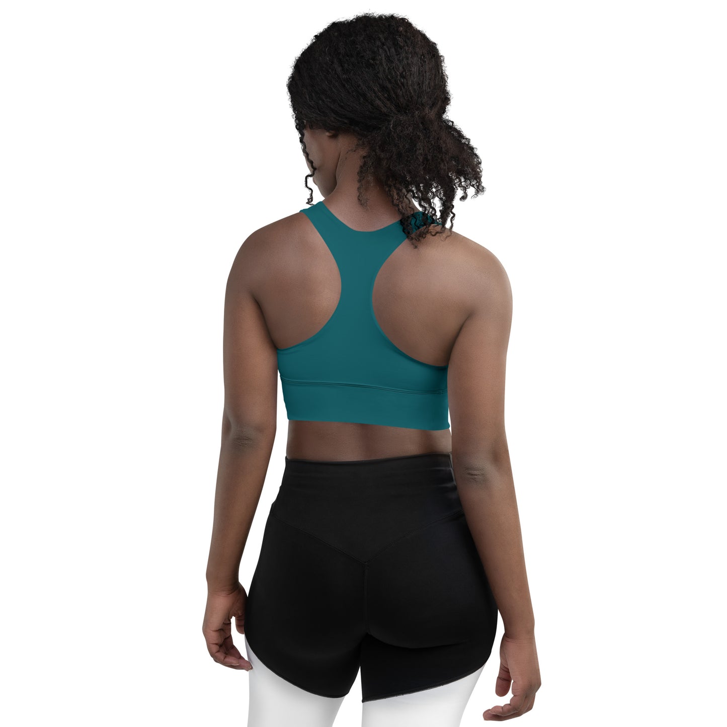 360 Lifestyle Longline sports bra in Solid Sherpa Blue