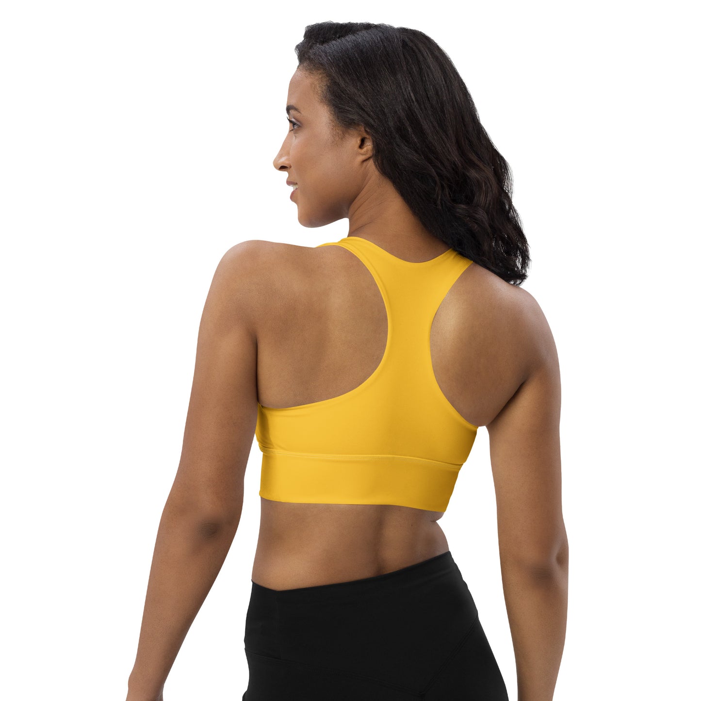 360 Lifestyle Longline sports bra in Solid Yellow