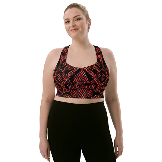 360 Lifestyle Longline sports bra snake burn print