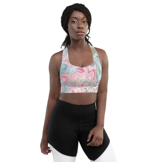 360 Lifestyle Longline sports bra Pink Bliss print