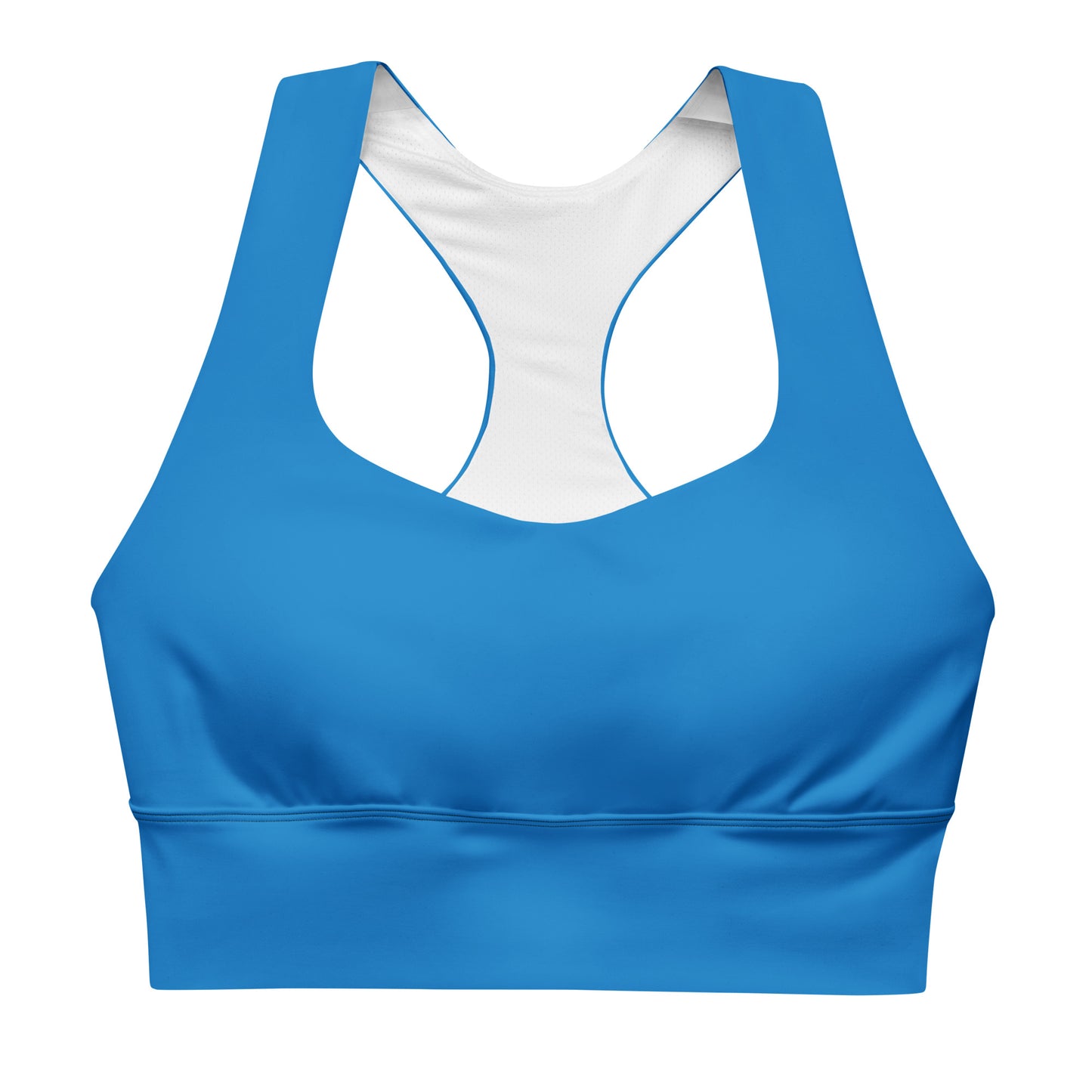 360 Lifestyle Longline sports bra in Solid Blue