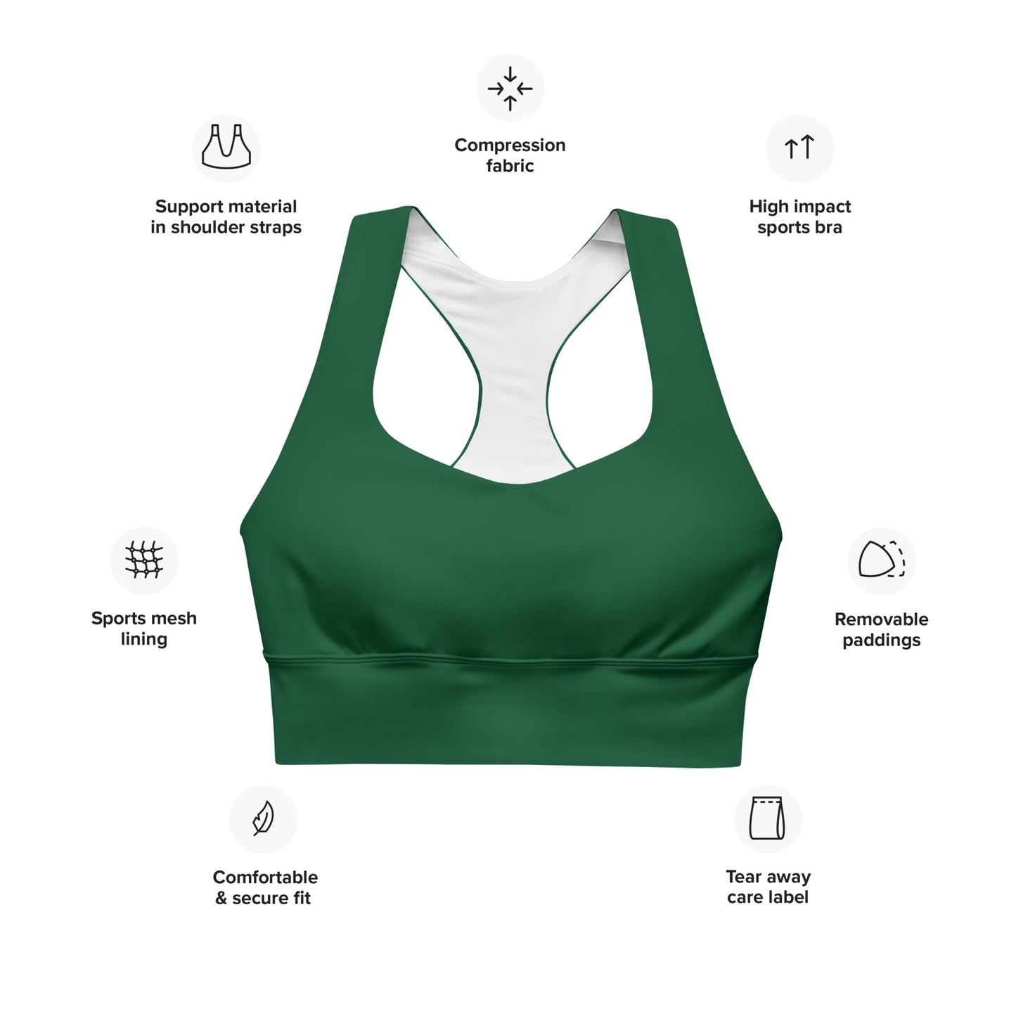 360 Lifestyle Longline sports bra in SolidForest Green