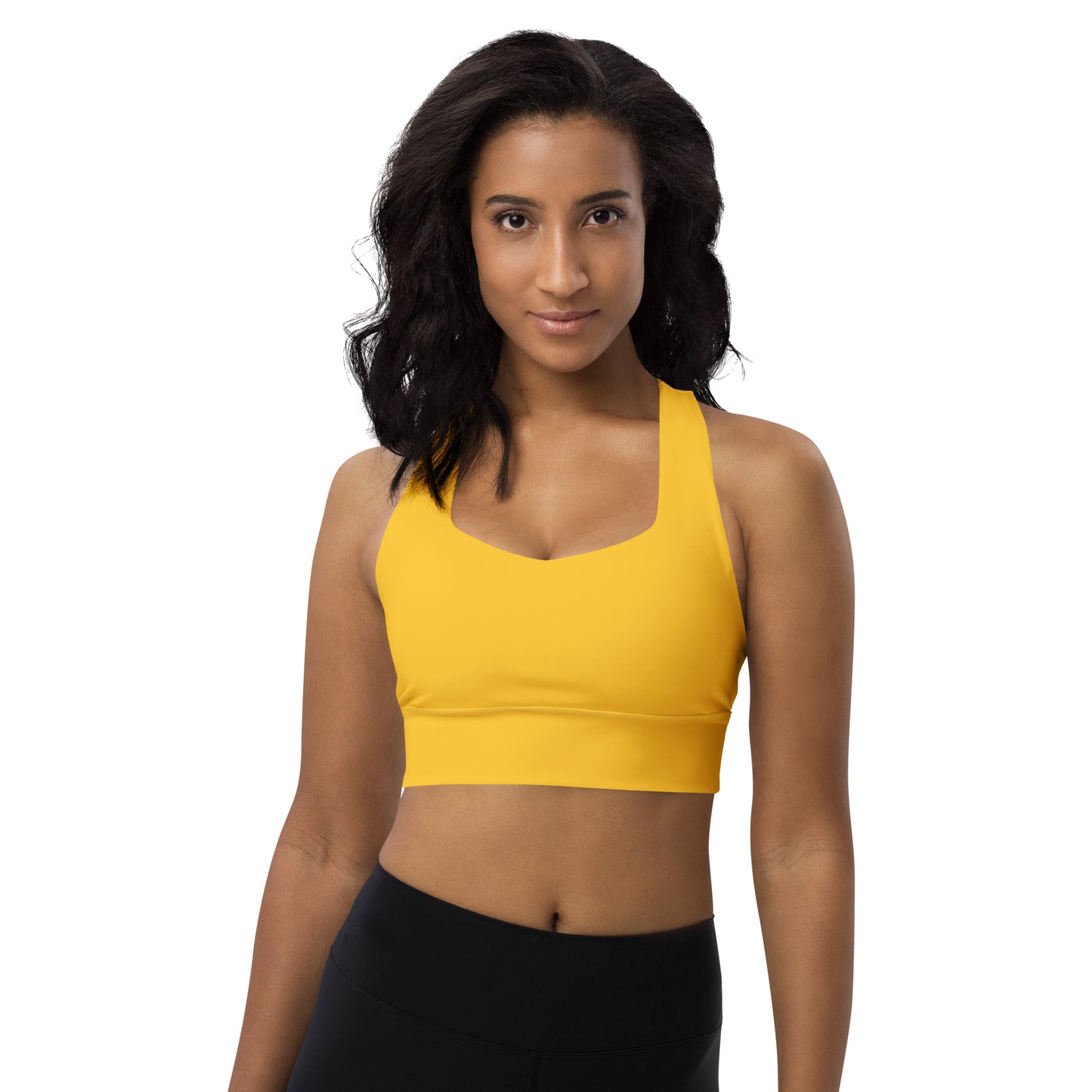 360 Lifestyle Longline sports bra in Solid Yellow