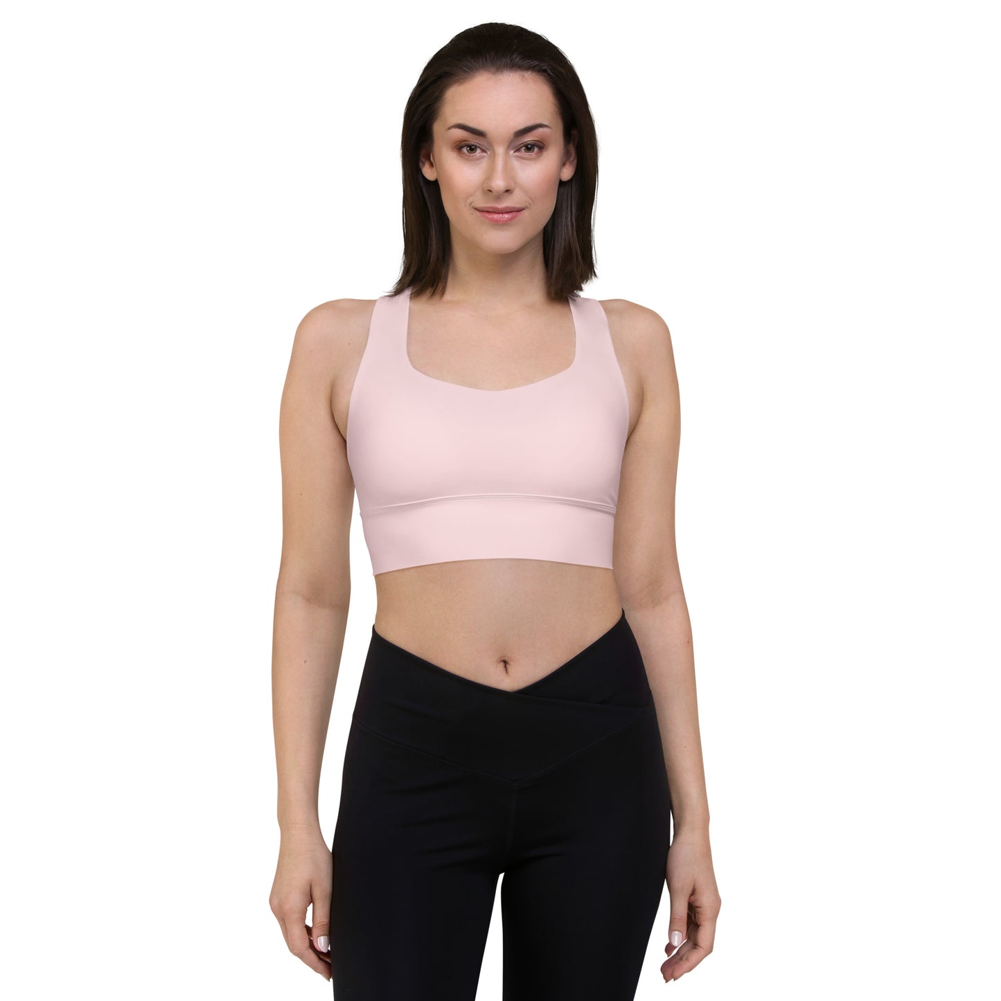 360 Lifestyle Longline sports bra in Solid Pale Pink