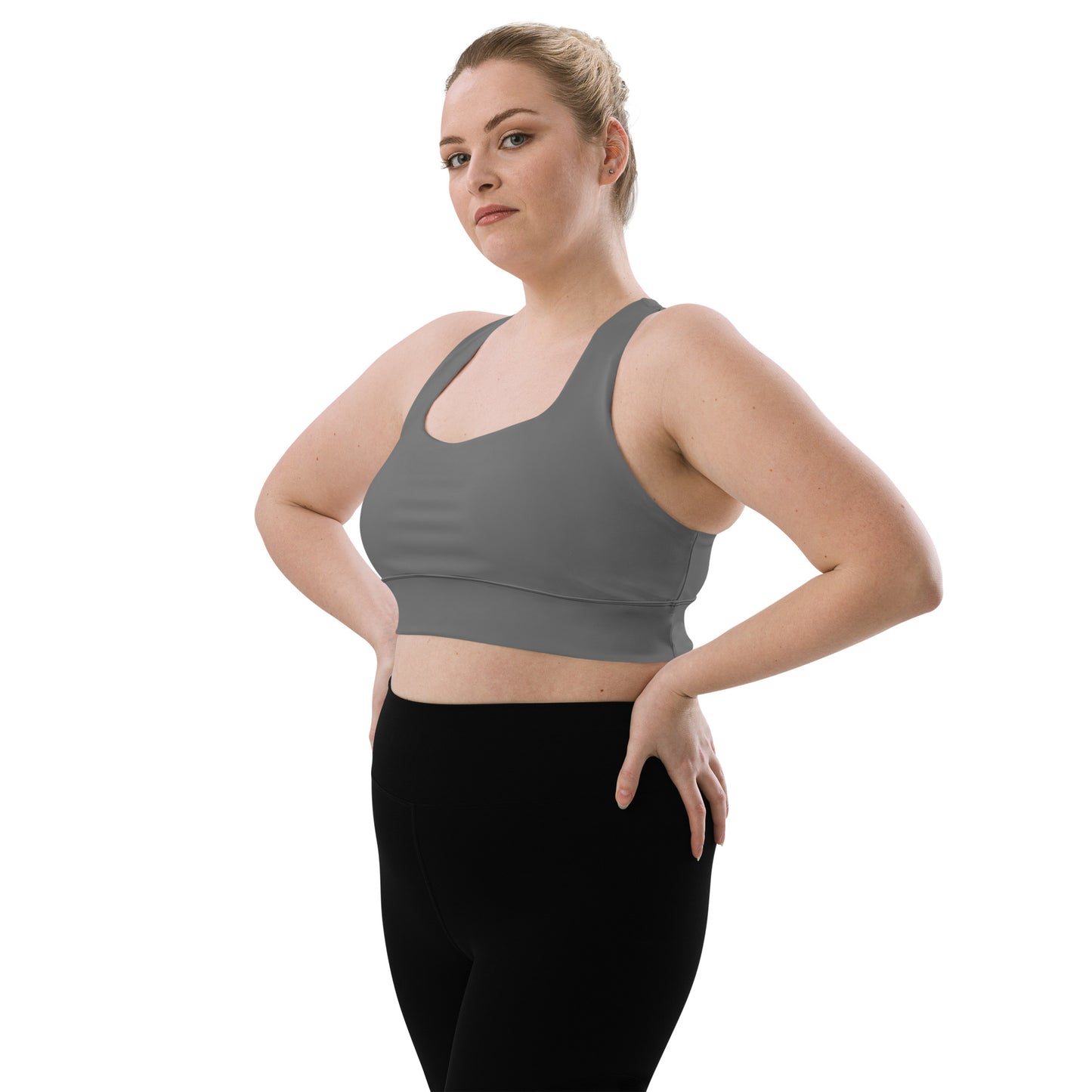 360 Lifestyle Longline sports bra in Solid Grey