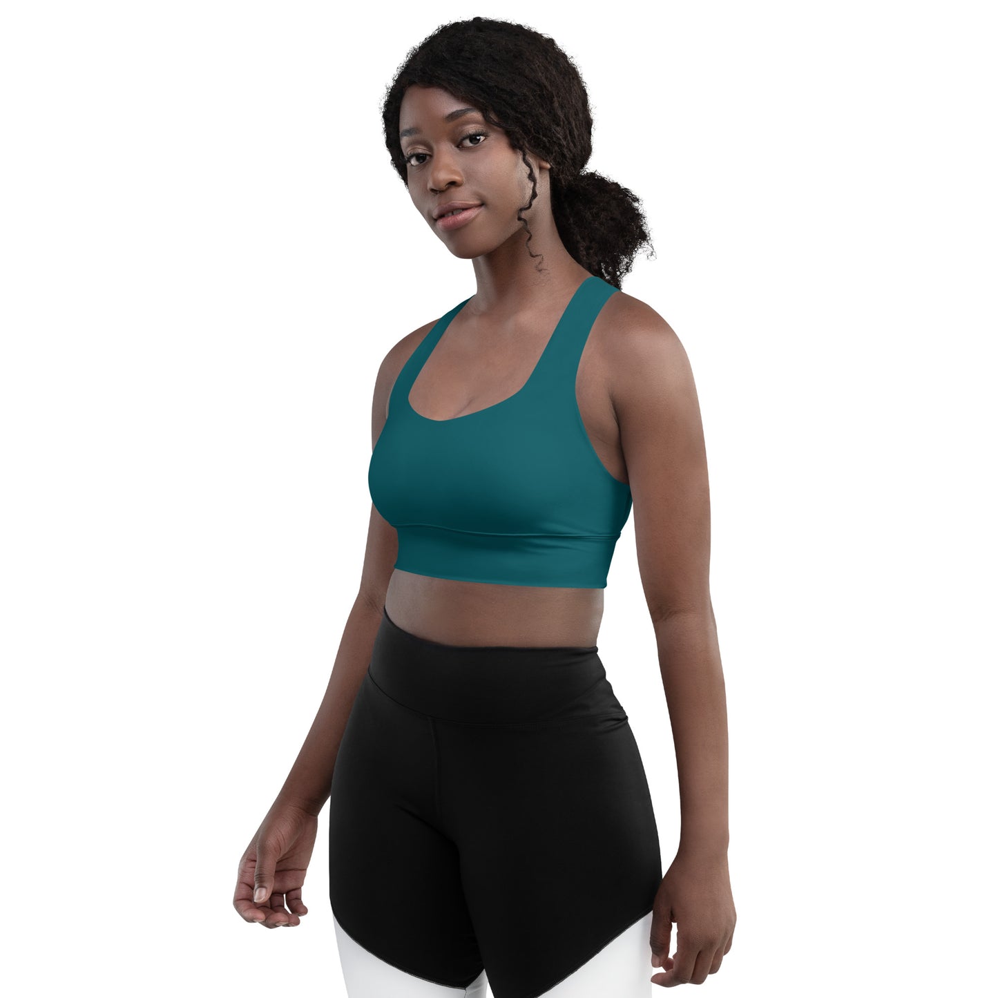 360 Lifestyle Longline sports bra in Solid Sherpa Blue