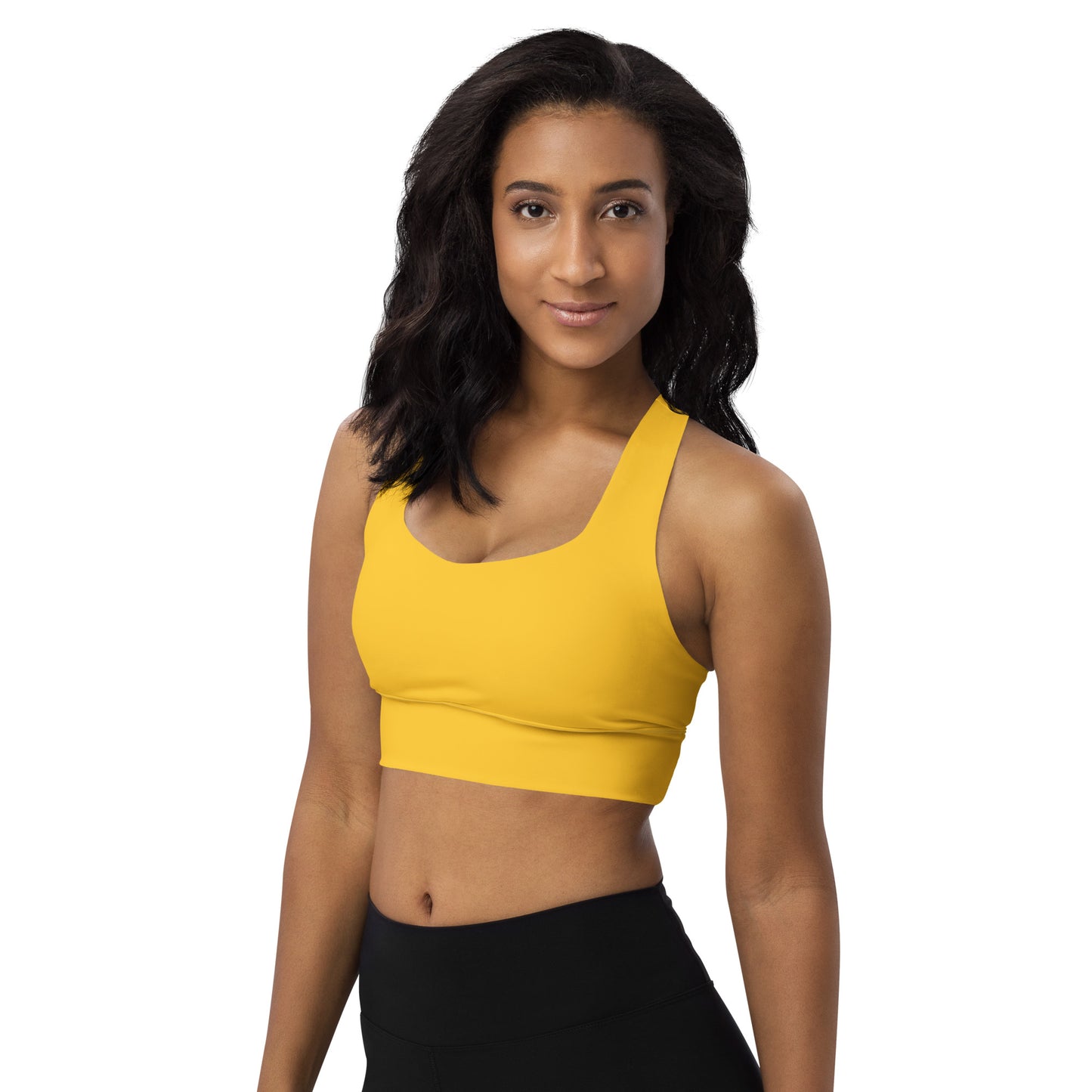 360 Lifestyle Longline sports bra in Solid Yellow