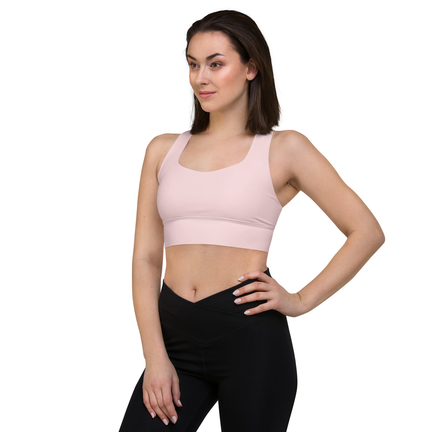 360 Lifestyle Longline sports bra in Solid Pale Pink