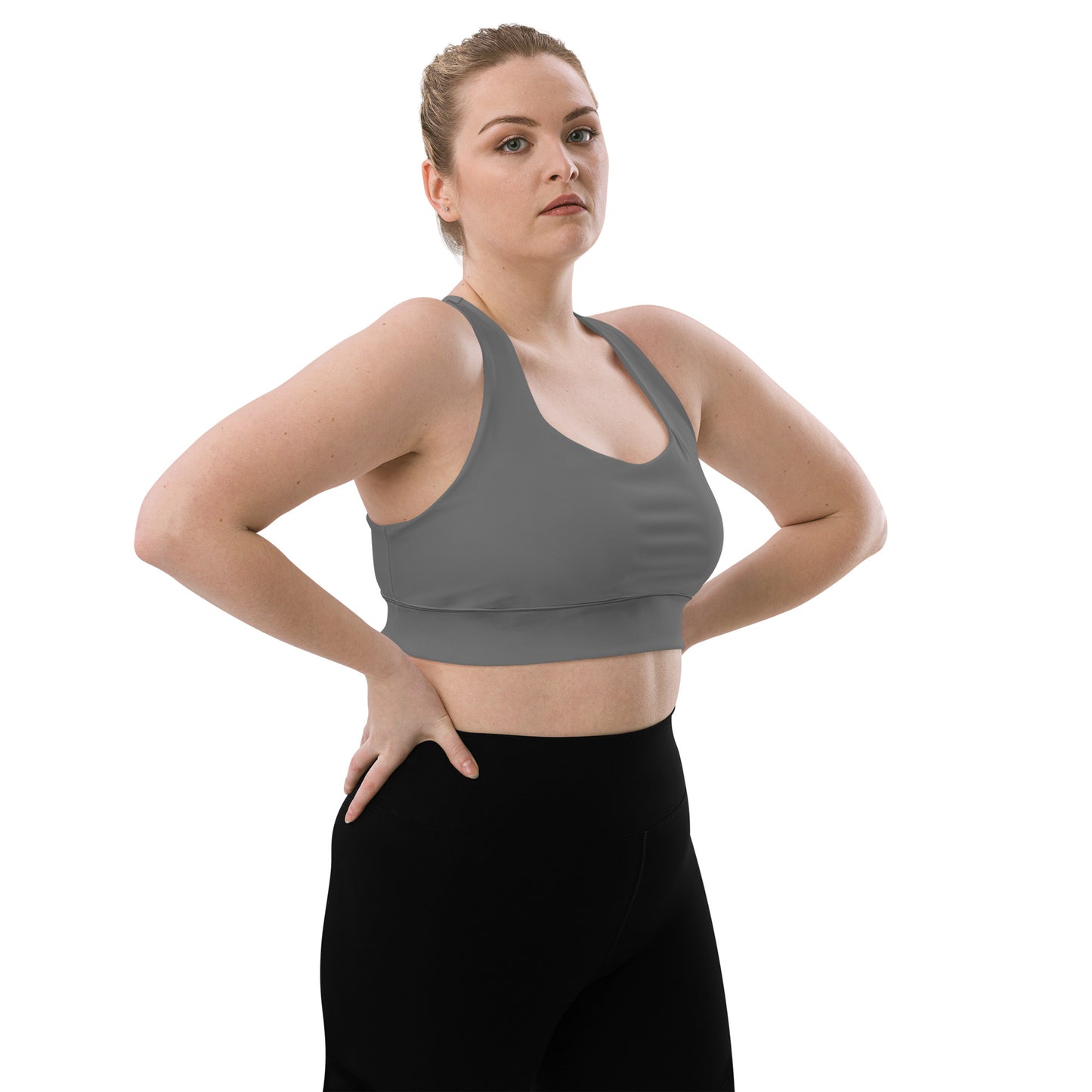 360 Lifestyle Longline sports bra in Solid Grey