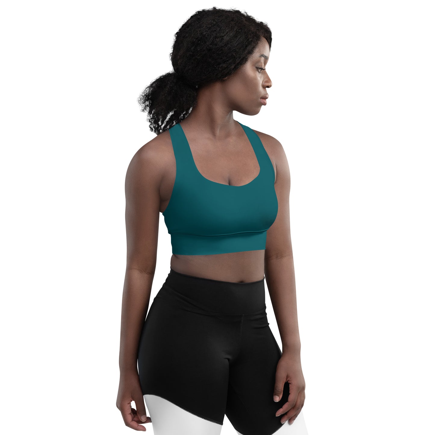 360 Lifestyle Longline sports bra in Solid Sherpa Blue