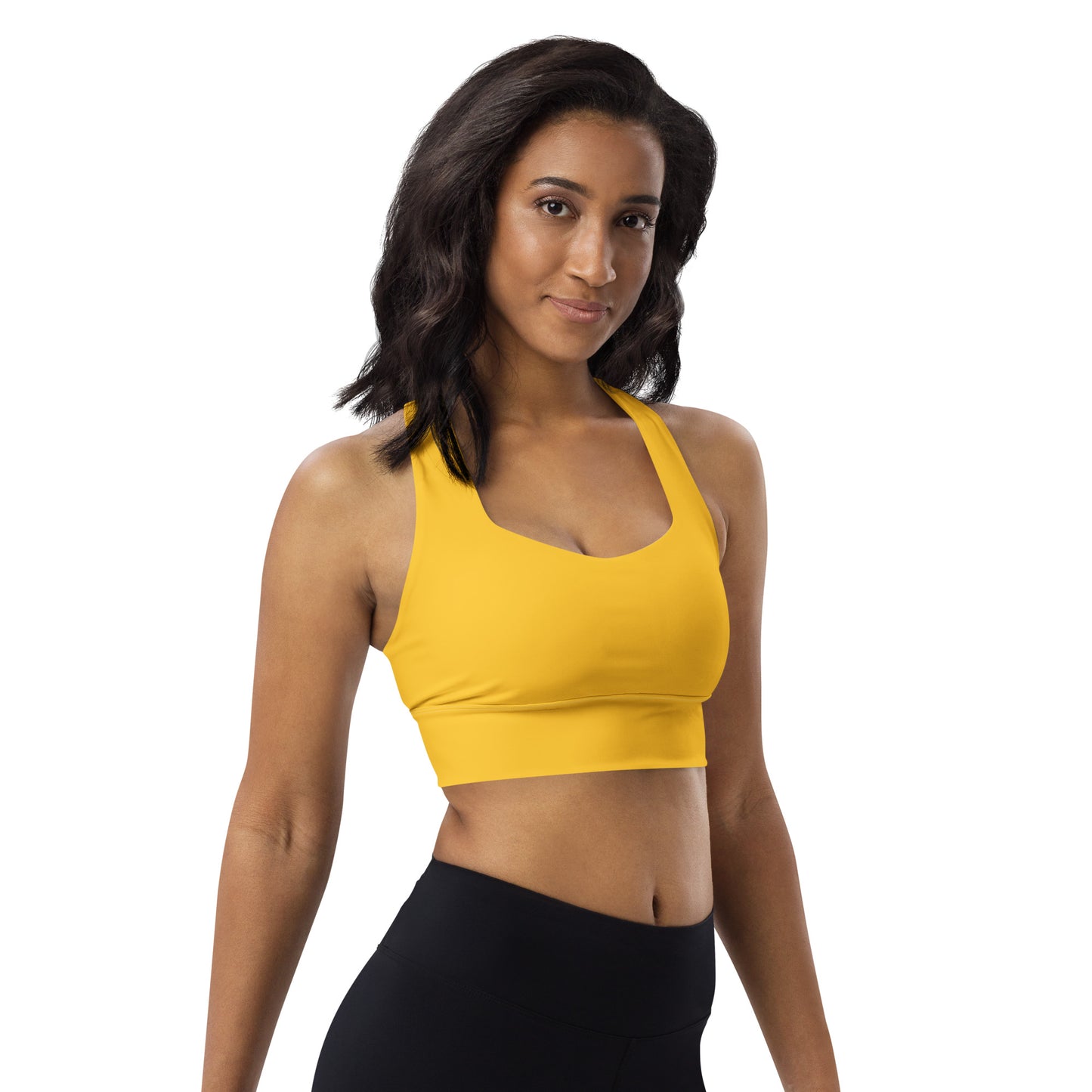 360 Lifestyle Longline sports bra in Solid Yellow