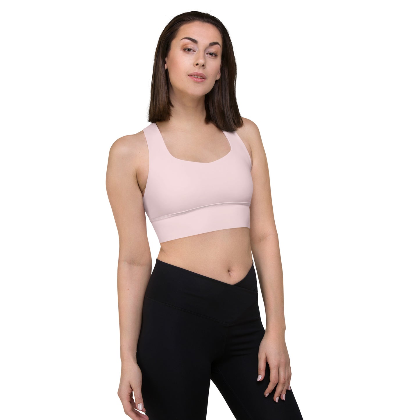 360 Lifestyle Longline sports bra in Solid Pale Pink