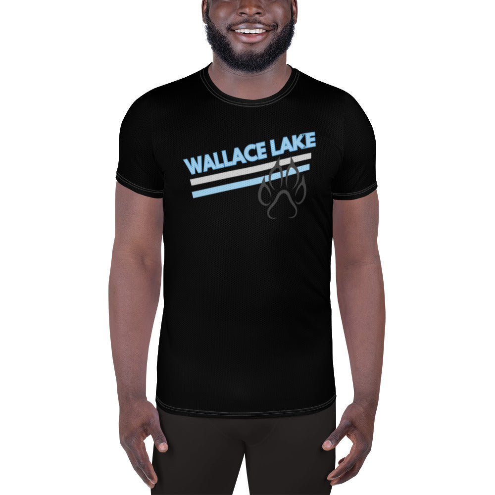 Wallace Lake Black All-Over Print Men's Athletic T-shirt