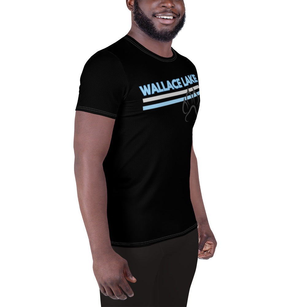 Wallace Lake Black All-Over Print Men's Athletic T-shirt