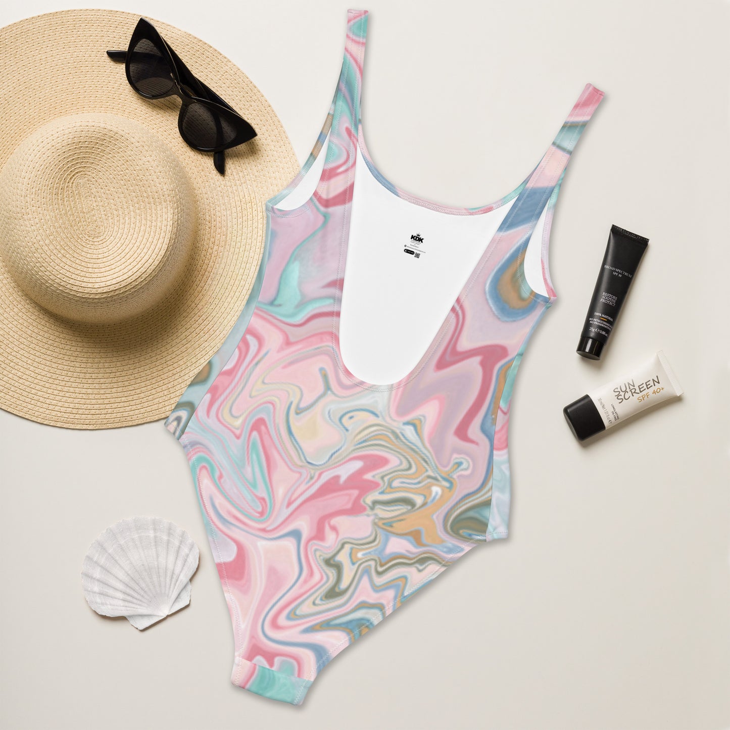 360 Lifestyle One-Piece Swimsuit Pink Bliss print