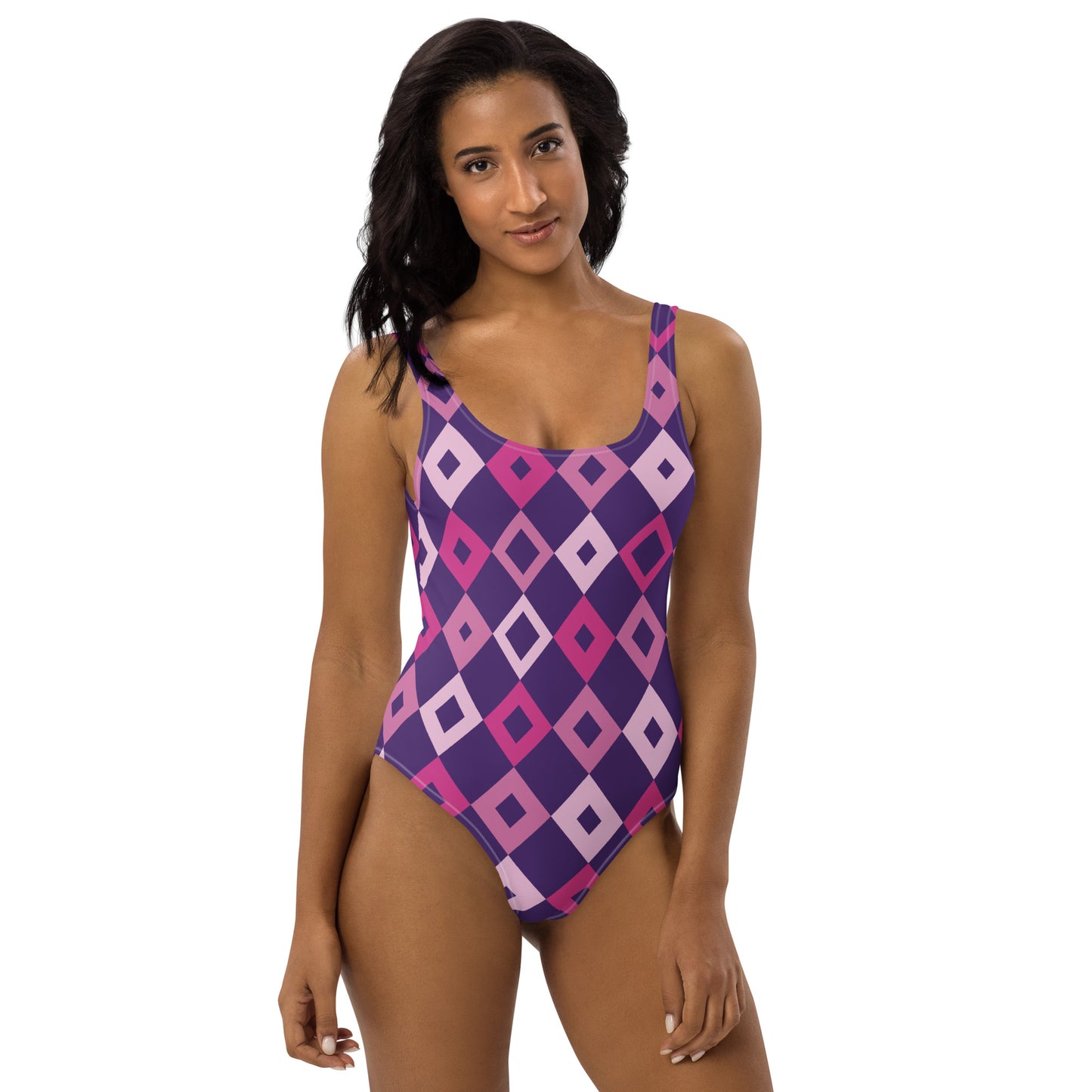 360 Lifestyle One-Piece Swimsuit purple diamond print