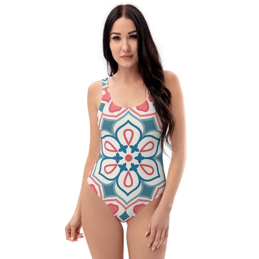 360 Lifestyle One-Piece Swimsuit blue petal print