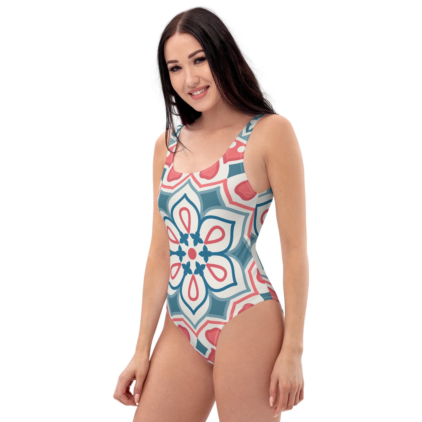 360 Lifestyle One-Piece Swimsuit blue petal print