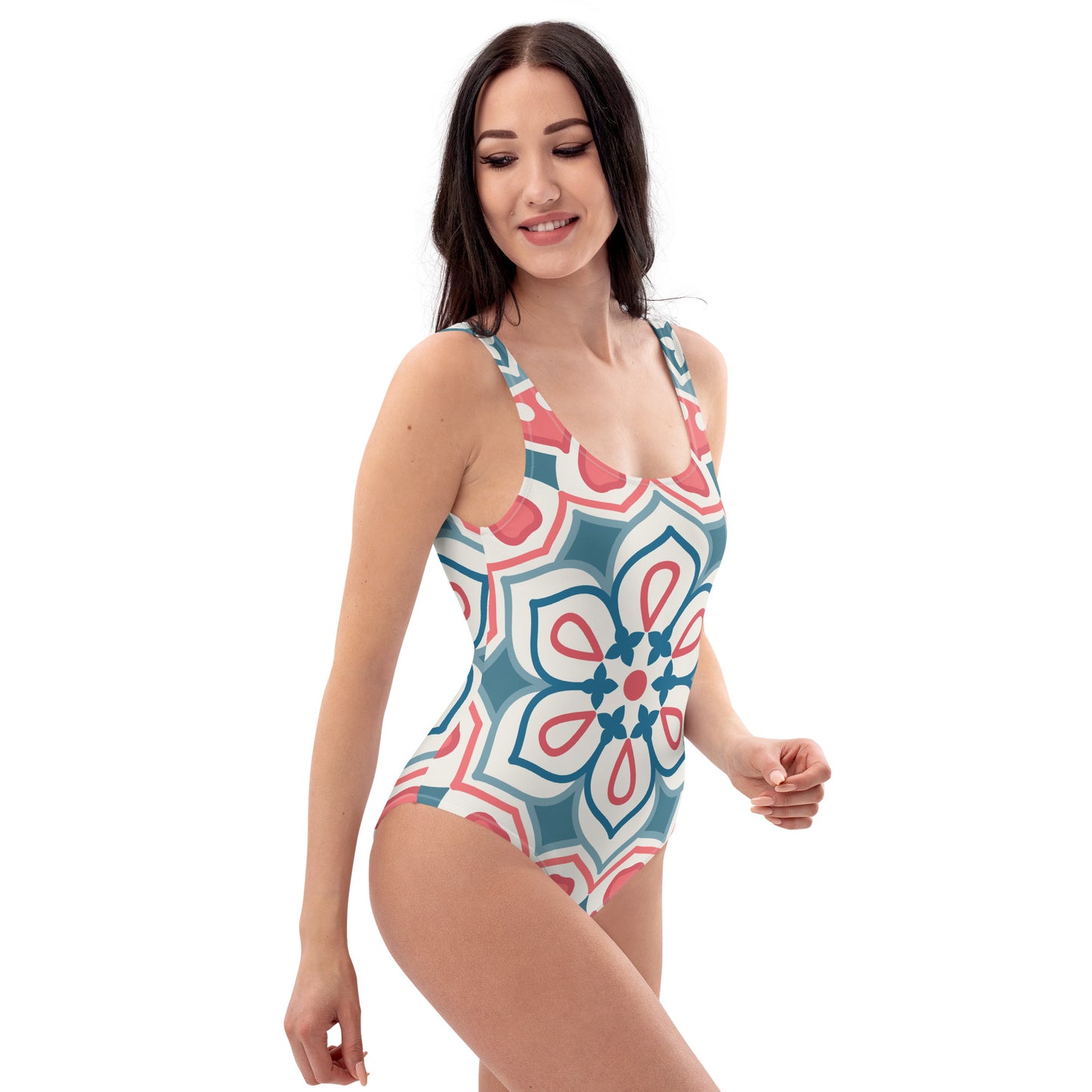 360 Lifestyle One-Piece Swimsuit blue petal print