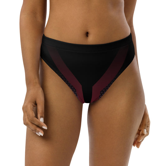 360 Lifestyle high-waisted bikini bottom black with pink geo print