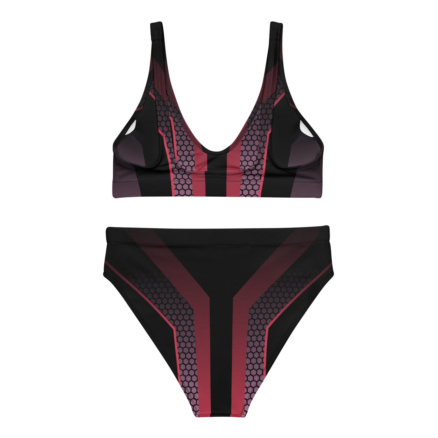 360 Lifestyle high-waisted bikini black with pink geo print