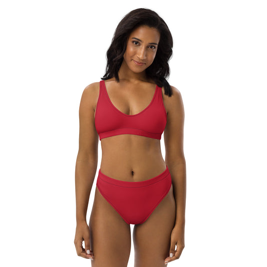 360 Lifestyle high-waisted bikini in Solid Red