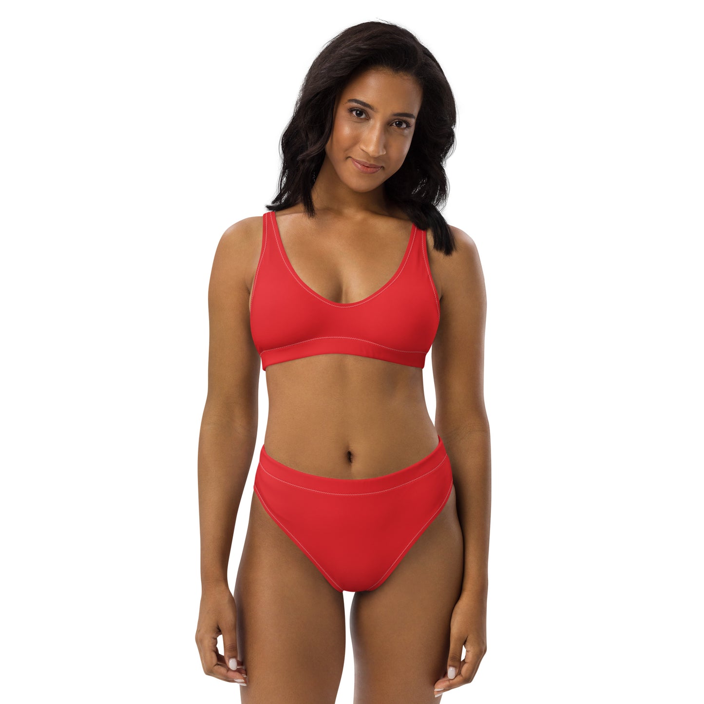 360 Lifestyle high-waisted bikini in Solid Alizarin