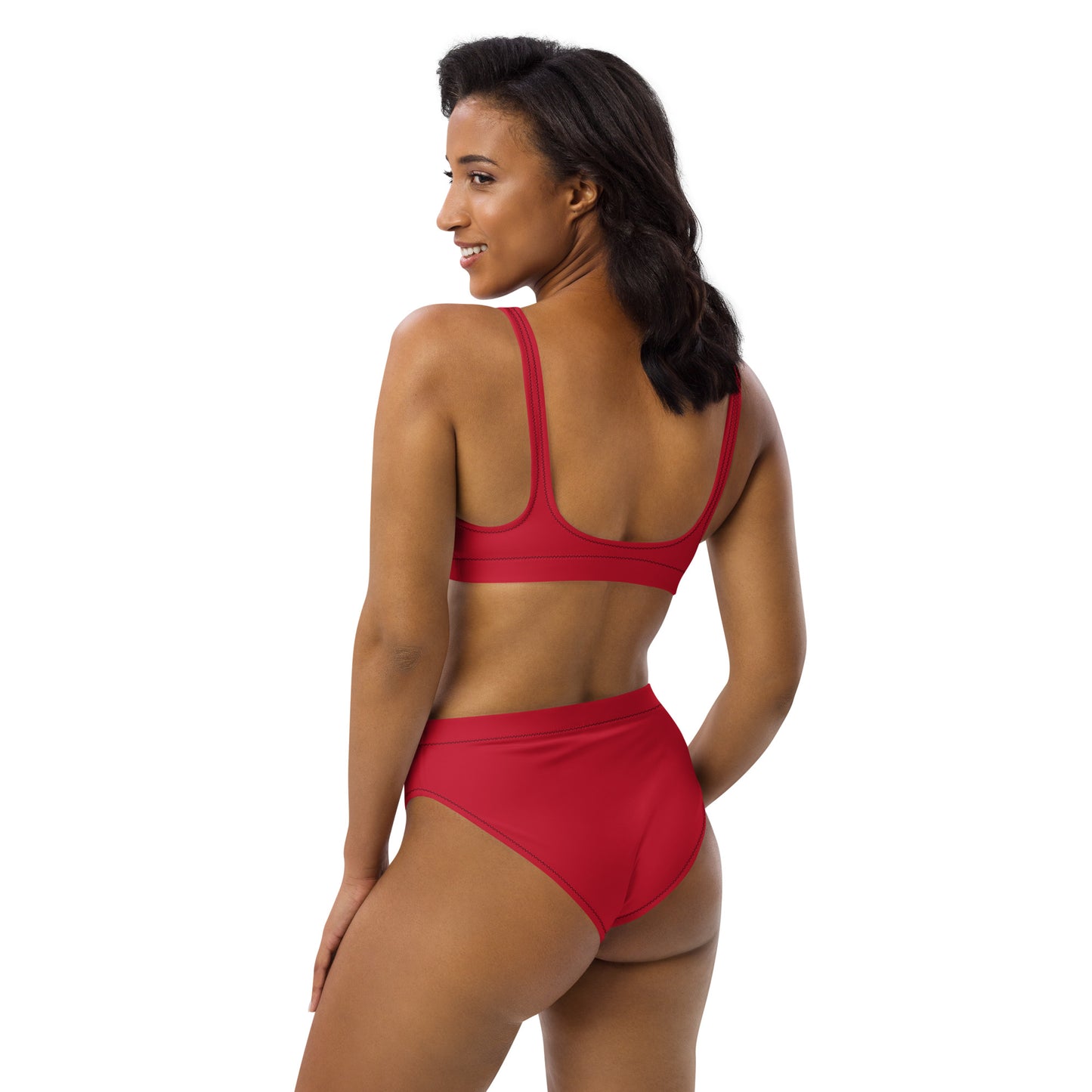 360 Lifestyle high-waisted bikini in Solid Red