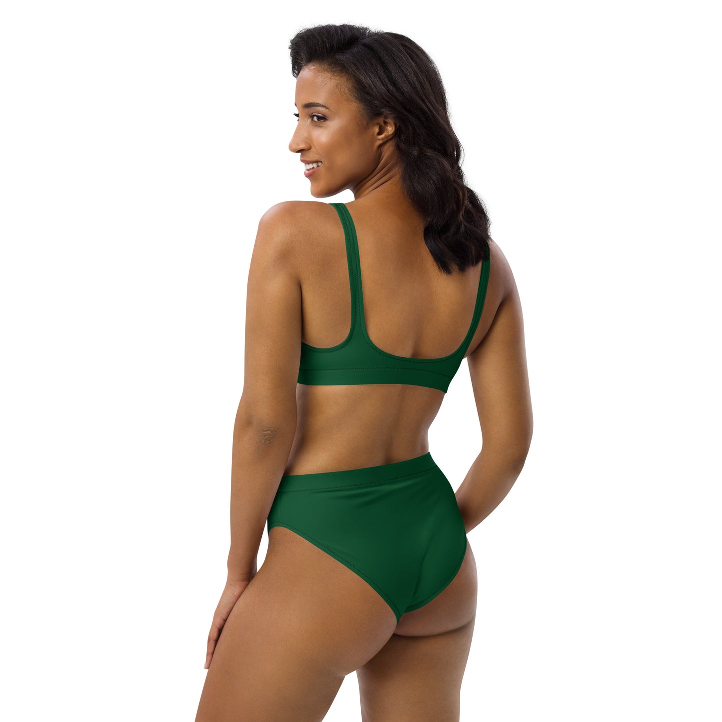 360Lifestyle  high-waisted bikini in Solid Forest Green