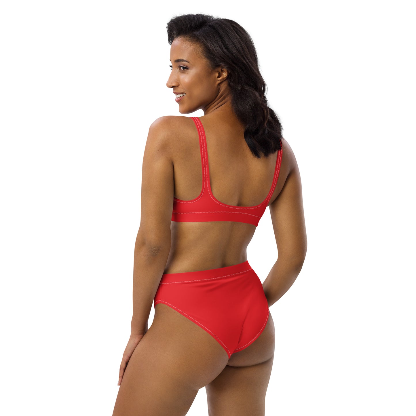 360 Lifestyle high-waisted bikini in Solid Alizarin